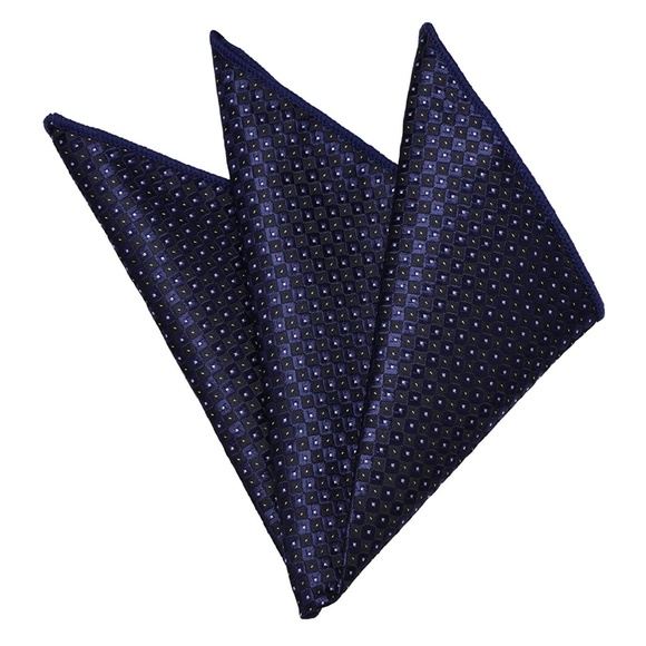 Unbranded Other - Mens Jacquard Geometric Pocket Square Navy Blue